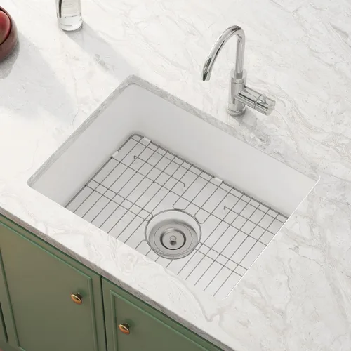 Vista 10 de Eridanus - Fregadero de cocina rectangular de cerámica (23.5 x 18.5 pulgadas)