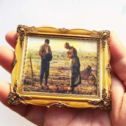 Vista 5 de 3D L'Angélus Jean-Francois Millet Famosas Pinturas Imán de nevera Louvre París Souvenir Pegatina Magnética Artesanía