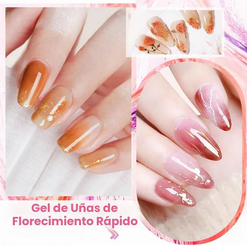Vista 2 de JODSONE Esmalte de uñas en gel floreciente, 2 piezas de 10 ml de gel claro floreciente para mármol, acuarela, estampado floral, efectos de arte