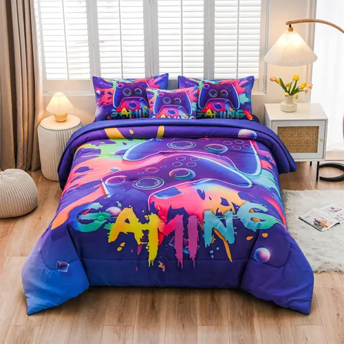 Vista 10 de Aimuan Gamer Gaming Juegos de Ropa de Cama Juegos de Edredón 3D Gamepad para Niños Consola de Juegos Botones de Acción Novedoso Controlador de Juego