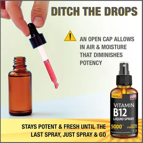Vista 8 de Paquete de 2 – Spray líquido B12 de 5000 mcg – Vitamina B12 sublingual – Spray de vitamina B12 vegano – Metilcobalamina Vitamina B12 líquido que