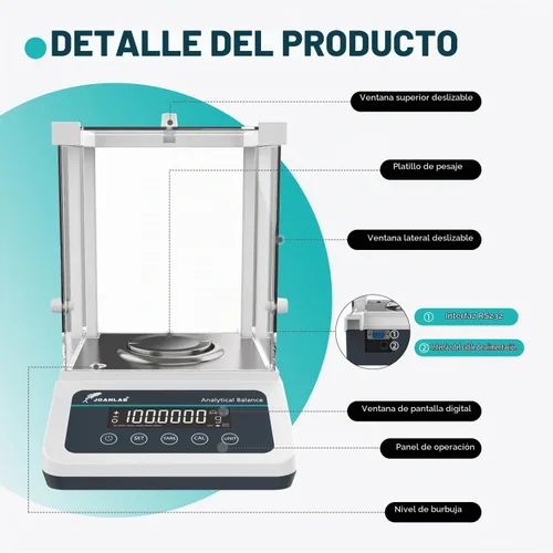 Vista 4 de JOANLAB FA1204N Balanza analítica, 0.1mg Calibración dual