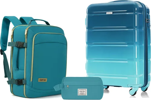 Vista 36 de Merax 3 piezas expandible ABS Hardshell equipaje Sets Spinner Wheel Maleta TSA Lock Suit Case, Apertura frontal negra, Juego de 2 piezas, Maleta