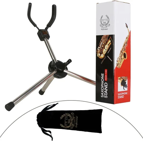 Vista 2 de RHYTHM Soporte plegable para saxofón alto de acero inoxidable, soporte para saxofón portátil, soporte ajustable Soporte para saxofón alto