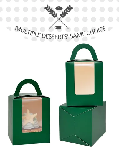 Vista 2 de qiqee Cajas para magdalenas verdes, soportes individuales desechables para magdalenas, 50 piezas, cajas individuales para magdalenas con ventana