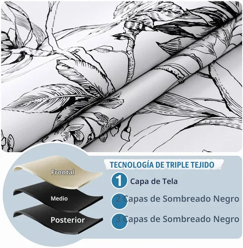 Vista 5 de H.VERSAILTEX Cortinas 100% de Opacidad para Sala de Estar Cortinas Opacas Florales de Camelia de 63 Pulgadas de Largo que Bloquean la Luz Cortinas