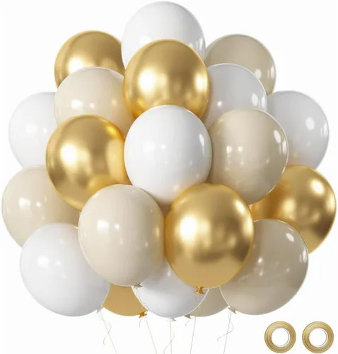 Vista 9 de Juego de 60 globos de color negro dorado y plateado, 60 globos metálicos cromados dorados y plateados de 12 pulgadas para cumpleaños, boda