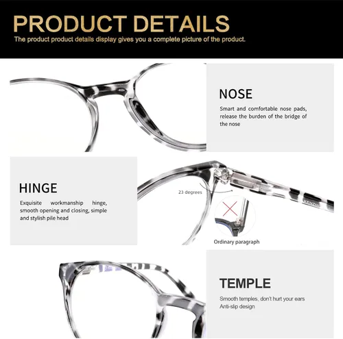 Vista 4 de K KENZHOU Blue Light Blocking Glasses Women Round Rim Frame Eyeglasses