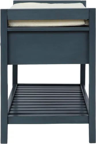 Vista 10 de Harper & Bright Designs TREXM Zapatero con asiento acolchado y cajones, banco de almacenamiento multiusos para entrada (azul marino)