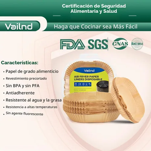 Vista 7 de 125 forros cuadrados para freidora de aire de 4.7 pulgadas desechables