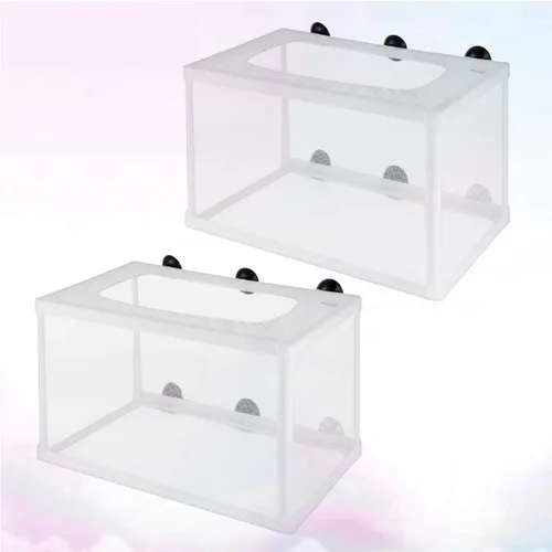 Vista 9 de TEHAUX Caja transparente de cría de peces, multifuncional, de plástico, con ventosas, para peces agresivos, guppy payaso, fácil de instalar