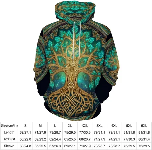 Vista 5 de GLUDEAR Sudadera con capucha para hombre Vikings Tattoo Norse Mythology Graphic 3D Print