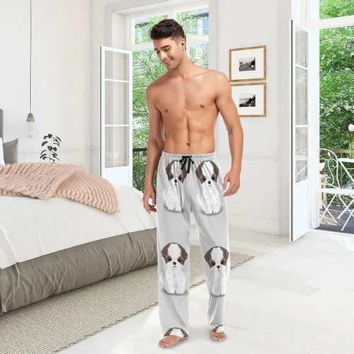 Vista 3 de Aslsiy Pantalones de pijama para hombre, pantalones de pijama suaves para hombre, pantalones separados para descansar