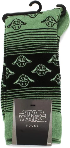 Vista 3 de Cufflinks Inc. Calcetines Yoda Ombre Stripe, talla única (hasta la talla 12 de hombre) con licencia oficial de Lucasfilm LTD., Verde