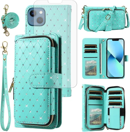 Vista 88 de Funda para teléfono iPhone 6 6S con cremallera y protector de pantalla con protector de pantalla, correa de cordón cruzado, ranura para iPhone 6 Six