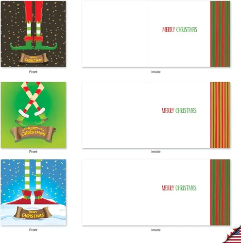 Vista 2 de The Best Card Company - 10 tarjetas navideñas de Santa con sobres - Juego surtido en caja, tarjetas navideñas para niños (4 x 5.12 pulgadas) - Pies