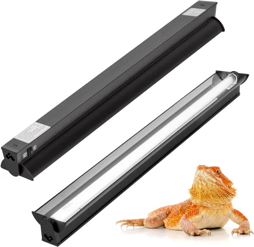 Vista 8 de Luz UVB conmutable para reptiles, 39W T5 UVB Kit combinado de luz para Tropical 5.0 y Desert 10.0, lámpara de campana de terrario de 34 pulgadas