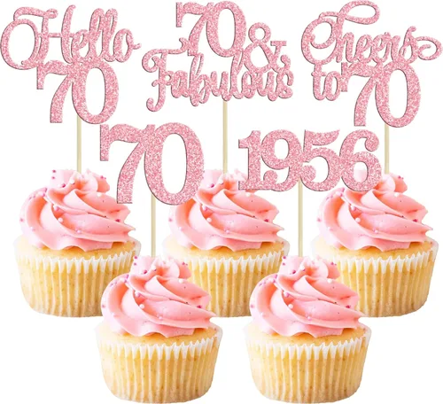 Vista 45 de Gyufise Paquete de 24 adornos negros para cupcakes de 10.º cumpleaños con purpurina negra 10 Ten Hello 10 Dights dobles desde 2015 para decoraciones