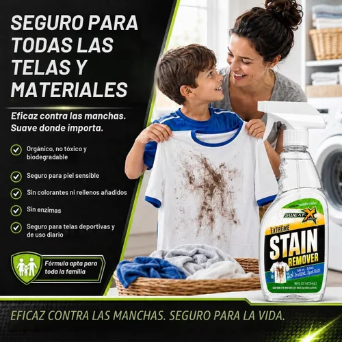 Vista 8 de SWEAT X Extreme Spray Quitamanchas para Ropa - Spray Quitamanchas Profesional para Lavandería para Telas de Alto Rendimiento y Ropa Deportiva