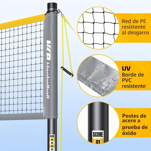 Vista 4 de Outdoor Badminton Net Set with Anti-Sag Winch System - 20ft Badminton Net, 4 Rackets, 3 Shuttlecocks & Carry Bag, Badminton Set for Backyard, Grass