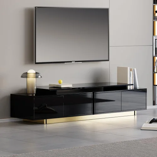 Vista 5 de Homary - Soporte extensible para sala de estar, consola multimedia para televisores de 65 a 85 pulgadas (negro)