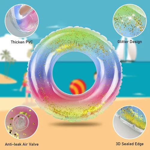 Vista 3 de Flotadores de piscina para niños, paquete de 3, anillos de natación inflables para niños de 2 a 5 años de edad, tubos de piscina, flotadores
