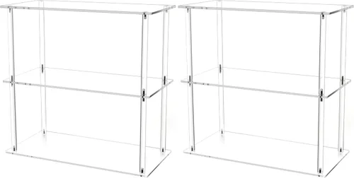 Vista 7 de Jusalpha Soporte rectangular de acrílico transparente de 3 niveles, estantes de organización de maquillaje cosmético, soporte de exhibición