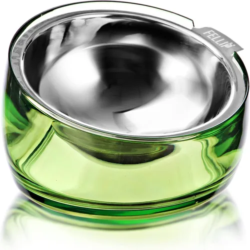 Vista 22 de Felli Oblik - Comederos elevados de acero inoxidable para perros pequeños de patas cortas, tazón de comida y agua, recipiente removible apto