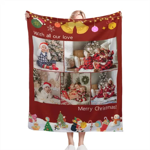 Vista 8 de EAQ Manta personalizada con collage de imágenes, es una manta personalizada para niños, adultos, familia, recuerdo, regalo