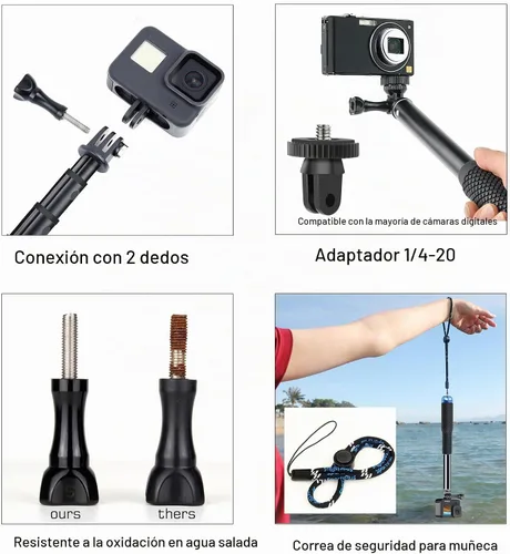 Vista 5 de GEPULY 46 ''impermeable Selfie Stick Underwater Hand Grip para GoPro Azul