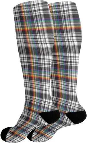 Vista 2 de devor Calcetines de algodón hasta la rodilla para niña, calcetines de tripulación de algodón de moda Rainbow Glen lesbianas gay Orgullos con orgullo