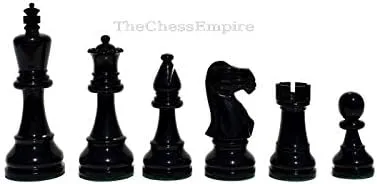 Vista 3 de Juego de ajedrez AIW 350 piezas de ajedrez blanco marfil y negro lacado 3.75" King Luxury Juego de piezas solamente