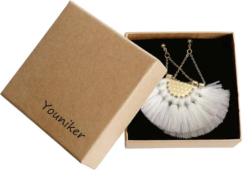 Vista 7 de Youniker - Pendientes de borla bohemia, estilo retro, con borla, estilo bohemio, para mujer