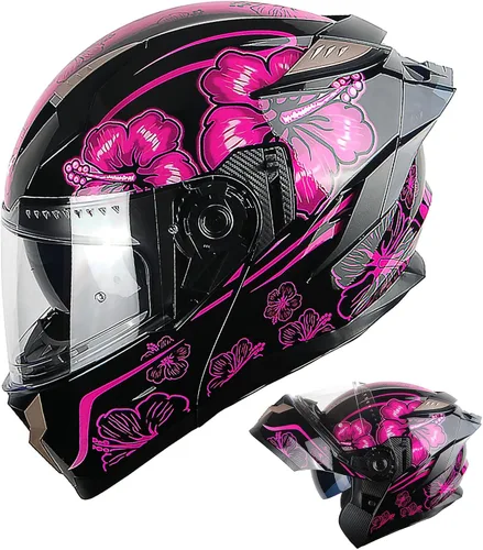 Vista 10 de 1Storm - Casco modular de cara completa para moto, certificado DOT, para adultos, doble visera abatible con escudo interior para sol y lista