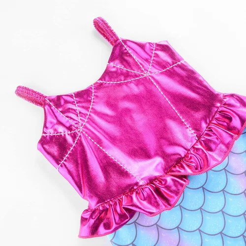 Vista 4 de Uhdear Disfraz de sirena para niñas vestido de princesa con accesorios