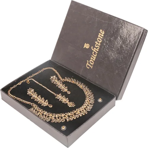 Vista 6 de Touchstone Conjunto de joyas de boda india, collares tradicionales de oro para mujer, conjuntos de diamantes de imitación de declaración hollywood 1