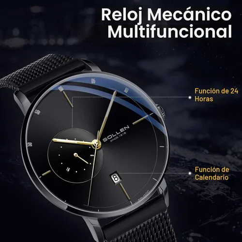Vista 4 de Automatic Watches for Men, Luxury Minimalist Men's Automatic Watch Negro