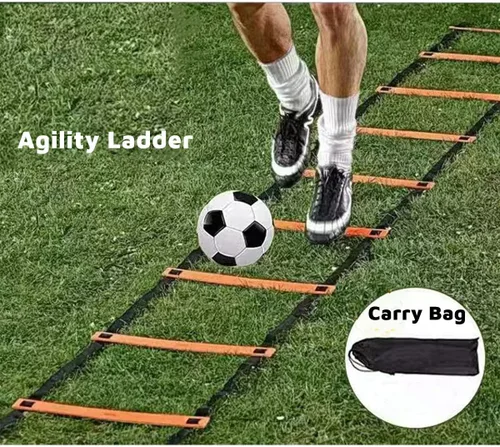 Vista 5 de Escalera de agilidad deportiva de 20 pies, equipo de entrenamiento de agilidad para fútbol, ejercicio, tenis, entrenamiento de piernas