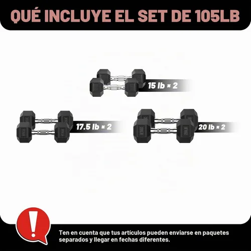 Vista 2 de Hex Dumbbell Set 60-650lb, Weights Set Rubber Encased, Home Gym