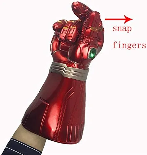 Vista 5 de Iron Man - Guante de guantelete infinito con luz LED de piedra infinita con gema magnética extraíble para adultos Rojo