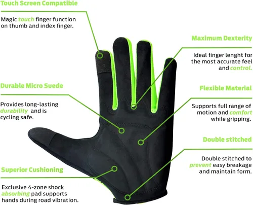 Vista 3 de LuxoBike Guantes de ciclismo para mujer, ligeros, transpirables, absorben los golpes, con pantalla táctil, guantes deportivos para hombre