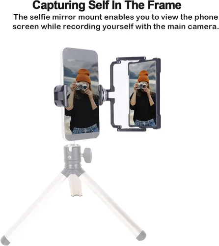 Vista 5 de NICEYRIG Plus - Kit de espejo para selfie con soporte de trípode de aluminio para iPhone 14/13/12/11 Pro, Pro Max, SE aplicable para YouTube Live