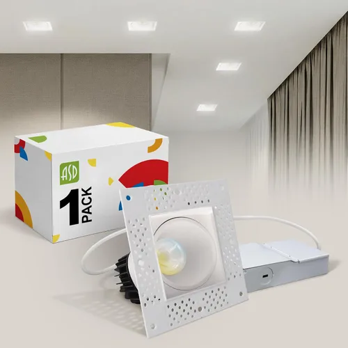 Vista 12 de ASD - Lámpara de techo empotrable LED sin bordes de 2 pulgadas, descendente sin lata con caja de conexiones, 5CCT seleccionable 2700K-5000K, 8W 636