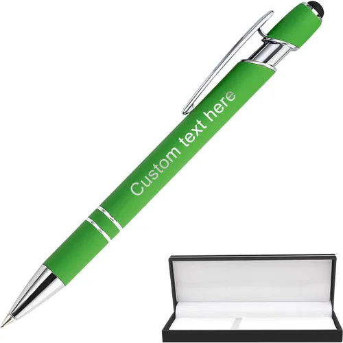 Vista 25 de Bolígrafos personalizados a granel con punta de lápiz capacitivo, bolígrafos personalizados de 0.020 in con nombre, logotipo o mensaje grabado
