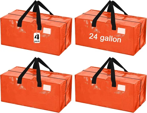 Vista 24 de 4 Piezas Bolsas de Mudanza Grandes con Cremallera y Asas Bolsas de Lona Tipo Duffle Plegables de Almacenamiento Extra Resistentes Extra Grandes