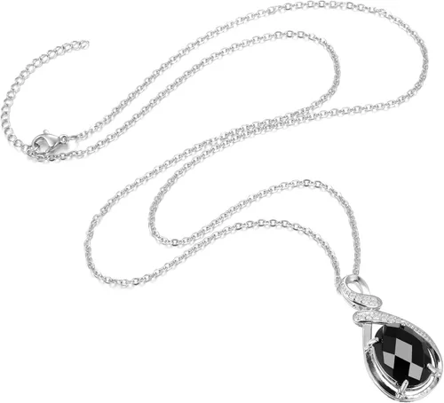 Vista 3 de Top Plaza Collar de piedra de cristal curativo con colgante de piedra preciosa natural con circonita cúbica para mujer, joyería para mamá, novia