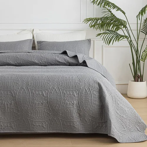Vista 10 de SheRest - Juego de colcha individual - colcha de cama suave y transpirable, colcha con relieve de estilo moderno, colcha de microfibra ligera