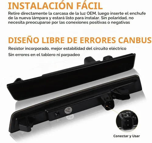 Vista 7 de Luces LED de señalización lateral para parachoques delantero, lámparas de señal de estacionamiento ámbar para Dodge Challenger 2015-2023, lente