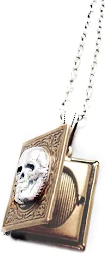 Vista 2 de Medallón de calavera. Collar de calavera, collar con fotos y medallón de calavera, regalo de joyería para hombres y mujeres, regalo del día de San