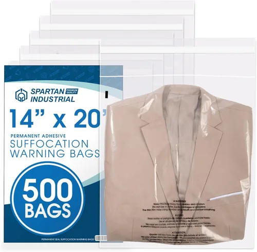 Vista 11 de Spartan Industrial - Bolsas de polietileno transparentes autosellantes de 10 x 12 pulgadas (1000 unidades) con advertencia de asfixia para embalaje